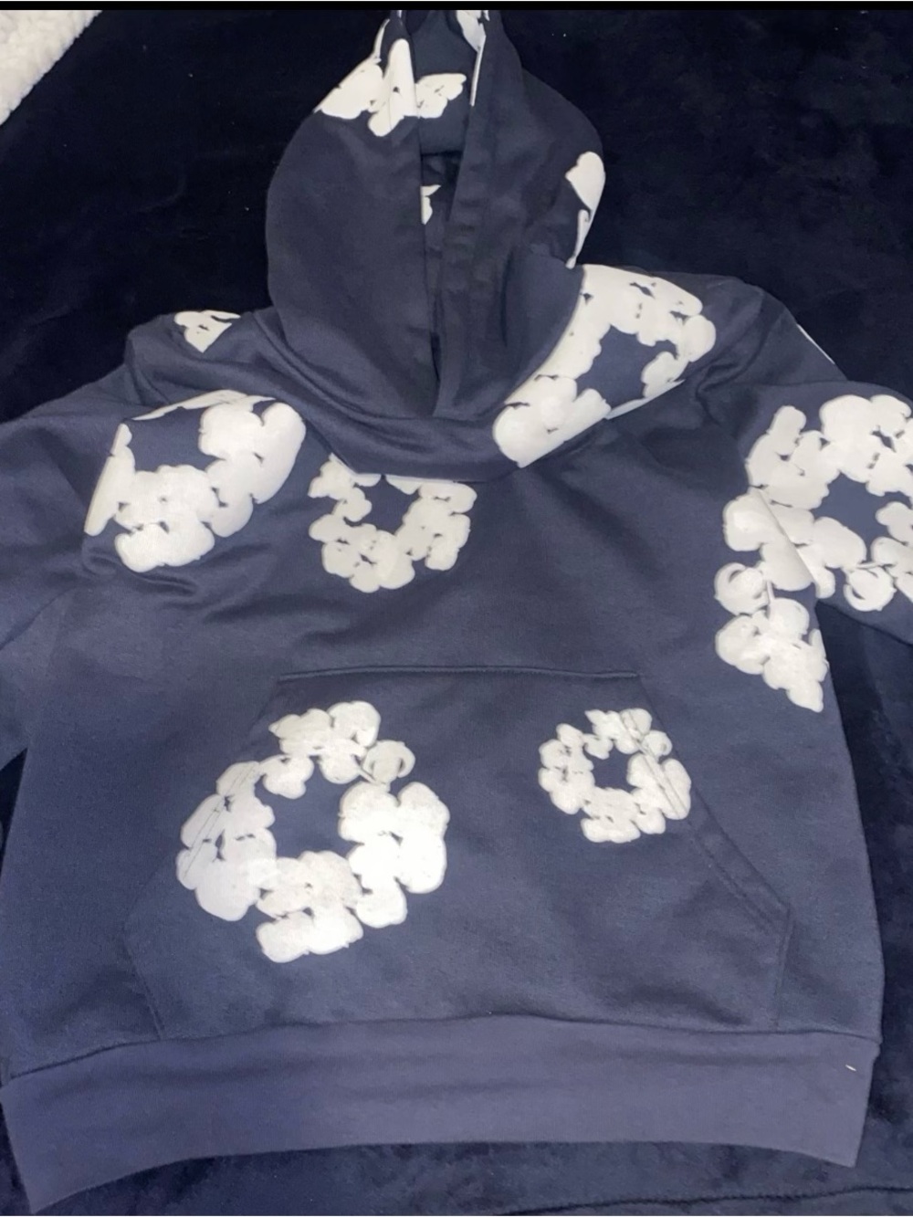 Unbranded Men's Navy Hoodie with White Cloud Print
